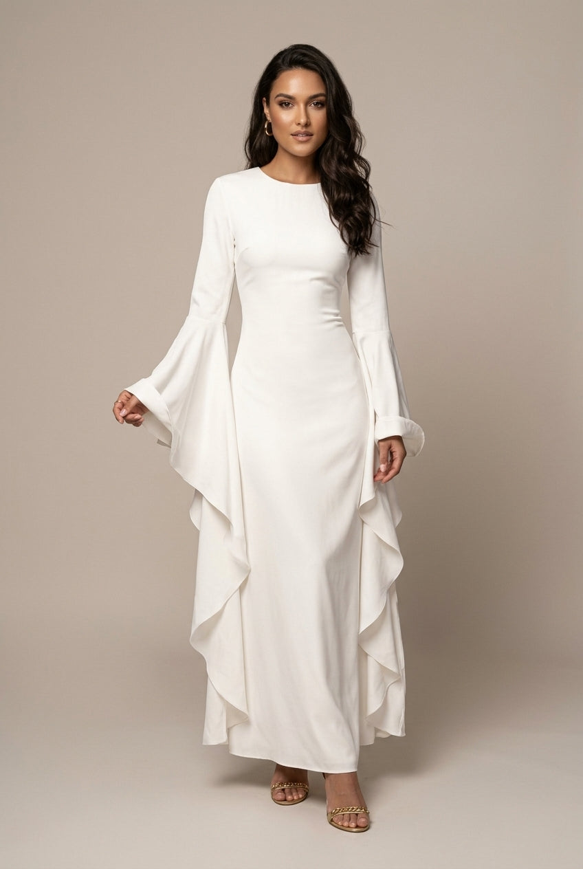 Marilou – Robe maxi col rond à manches évasées femme