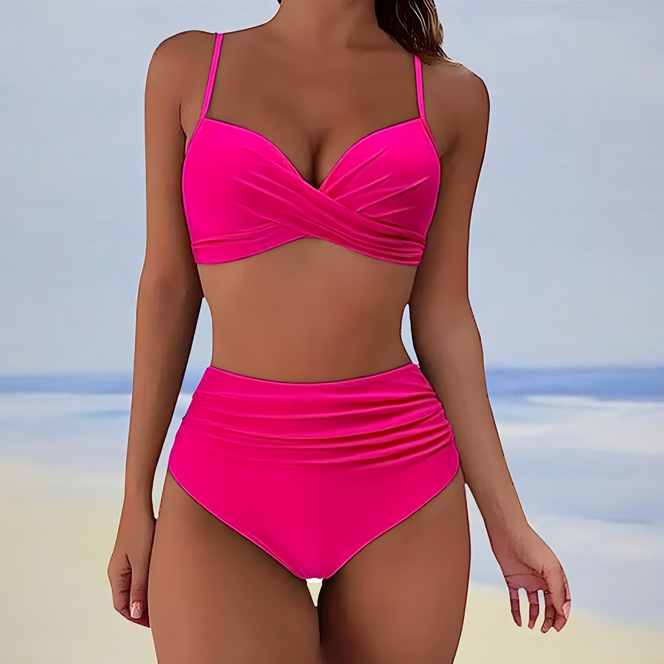 Perrine – Bikini deux pièces taille haute d’été femme