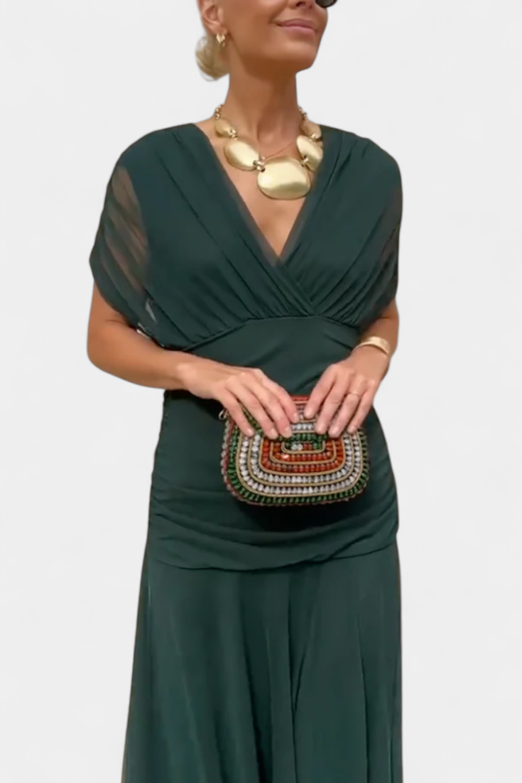 Clémence – Robe midi élégante à épaules dénudées femme