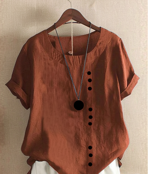 Maëva – Blouse d’été à manches courtes et col rond femme