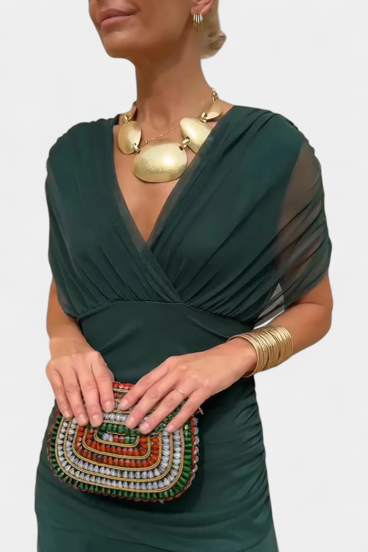 Clémence – Robe midi élégante à épaules dénudées femme