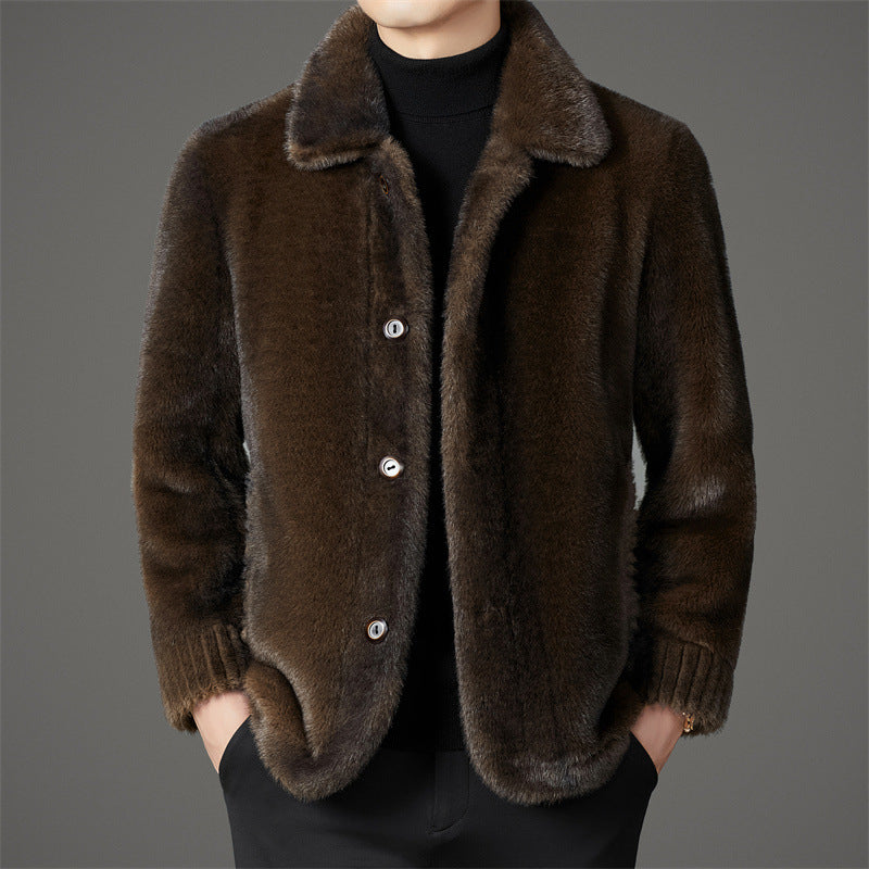 Manteau homme en fausse fourrure coupe ajustée 2