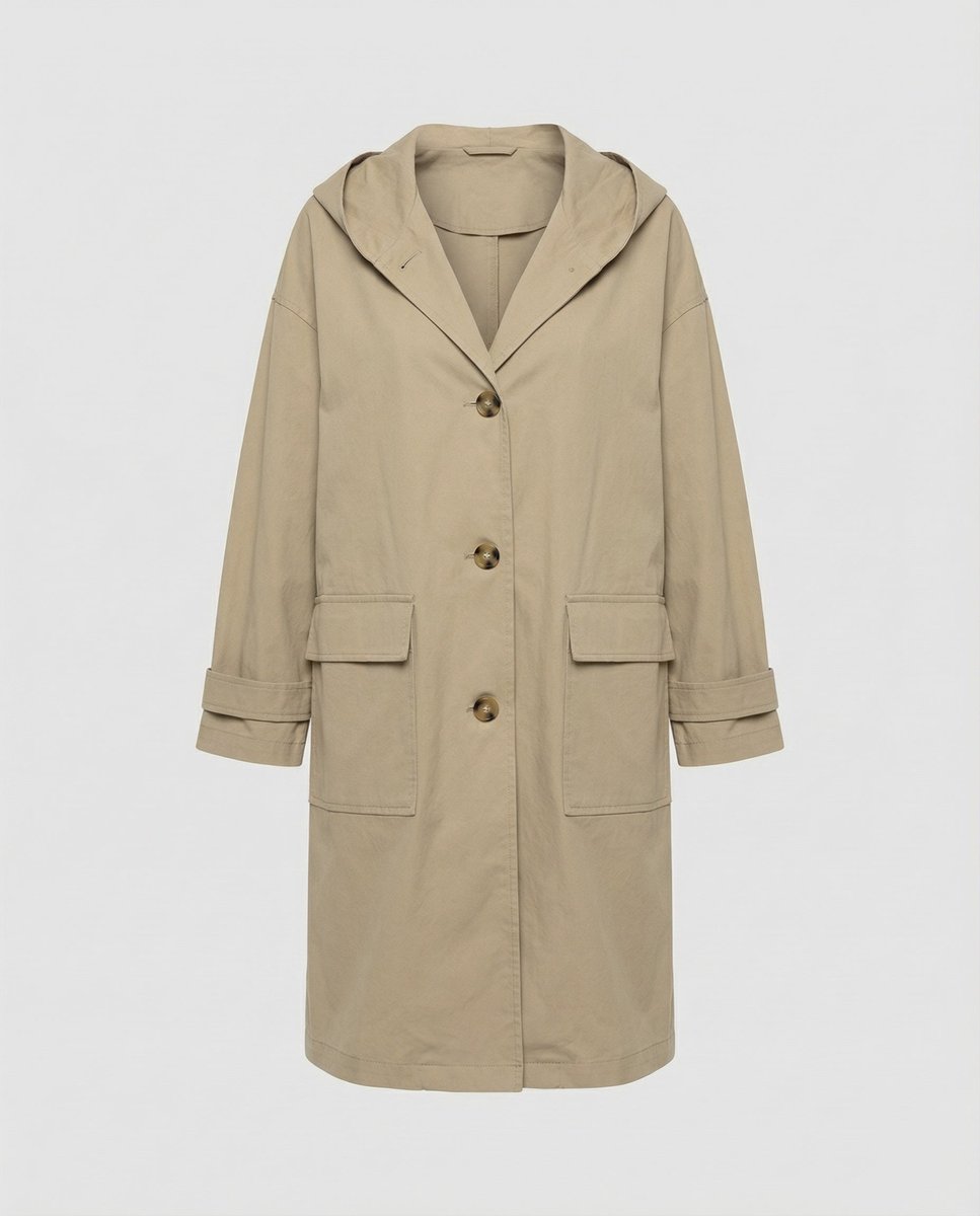 Manteau long à capuche femme déperlant boutonné 7