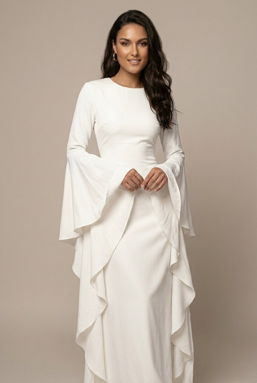 Marilou – Robe maxi col rond à manches évasées femme