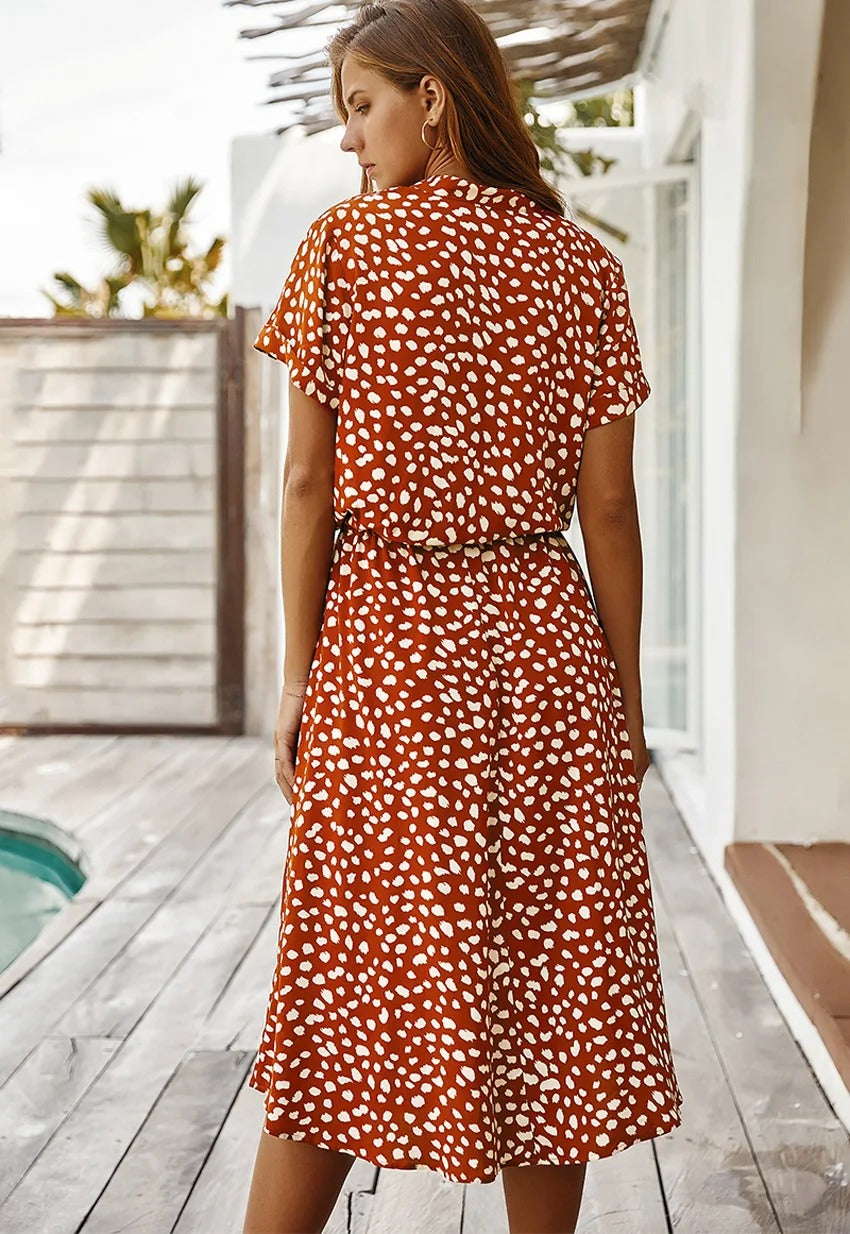 Delphine – Robe midi d'été à imprimé femme