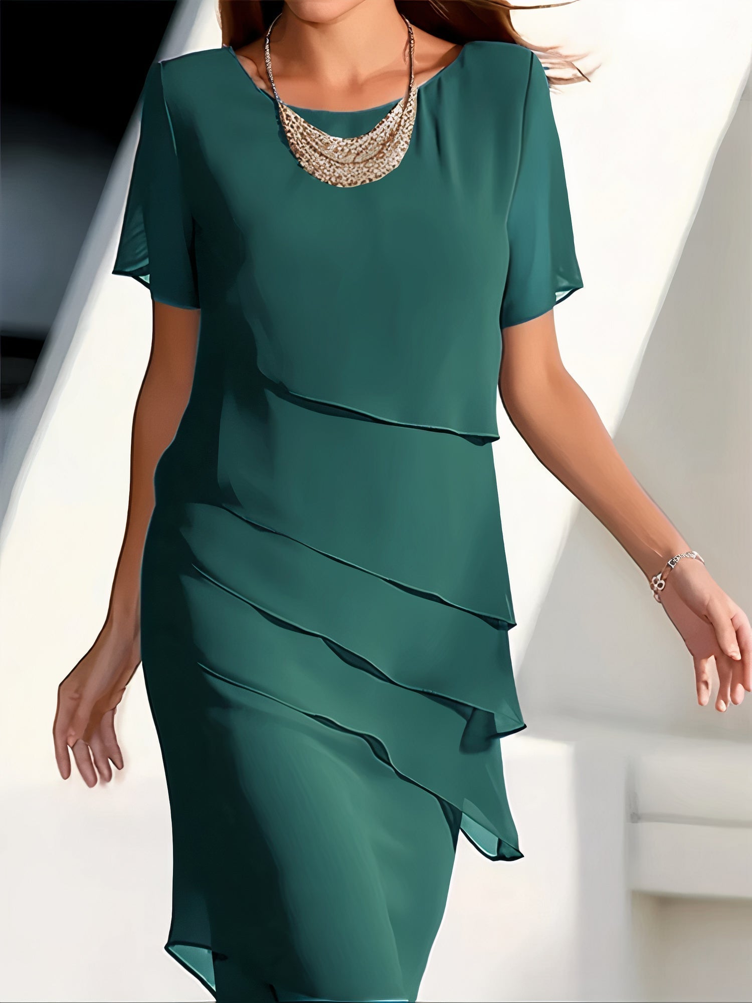 Apolline – Robe midi en chiffon à volants femme