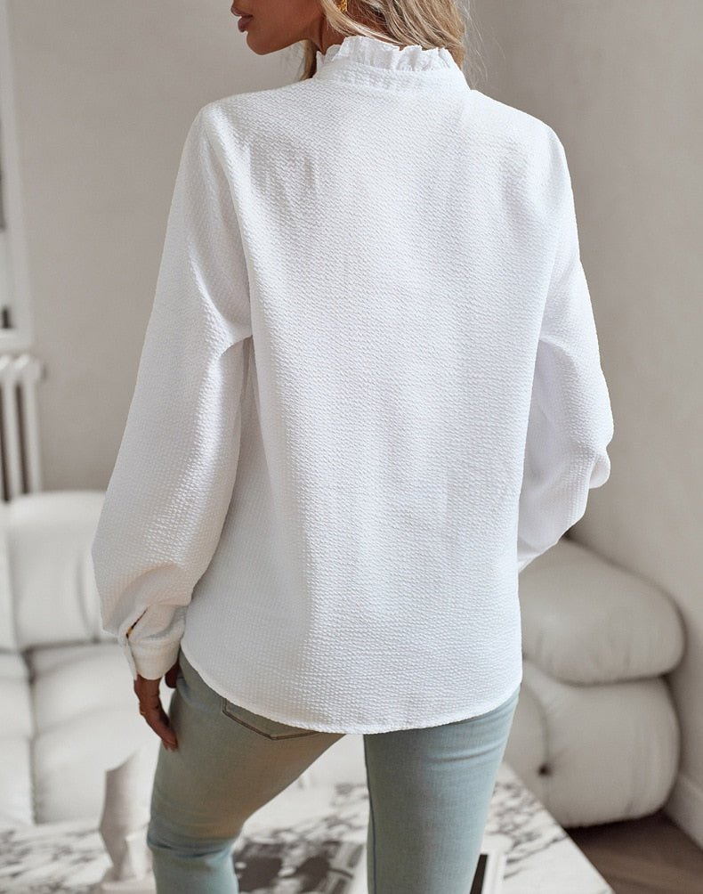 Amélie – Blouse à manches longues avec volants femme