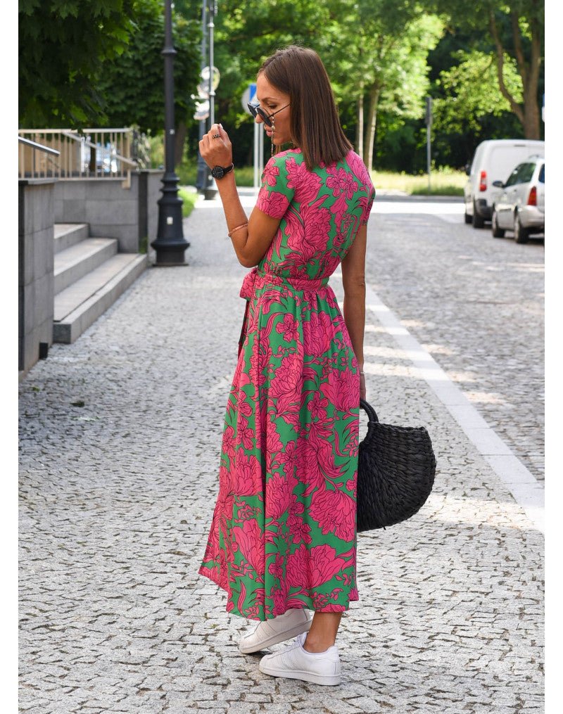 Noémie – Robe midi portefeuille à imprimé femme