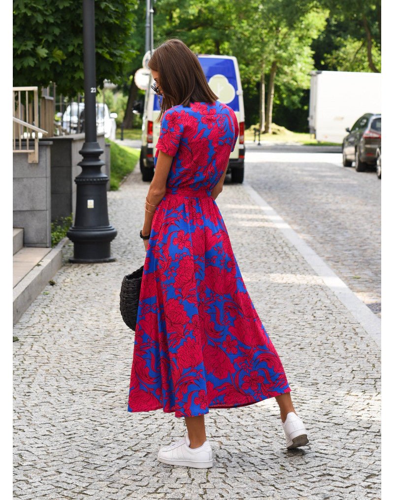 Noémie – Robe midi portefeuille à imprimé femme