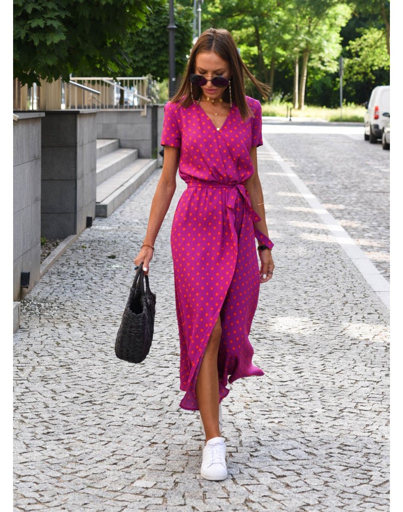 Noémie – Robe midi portefeuille à imprimé femme