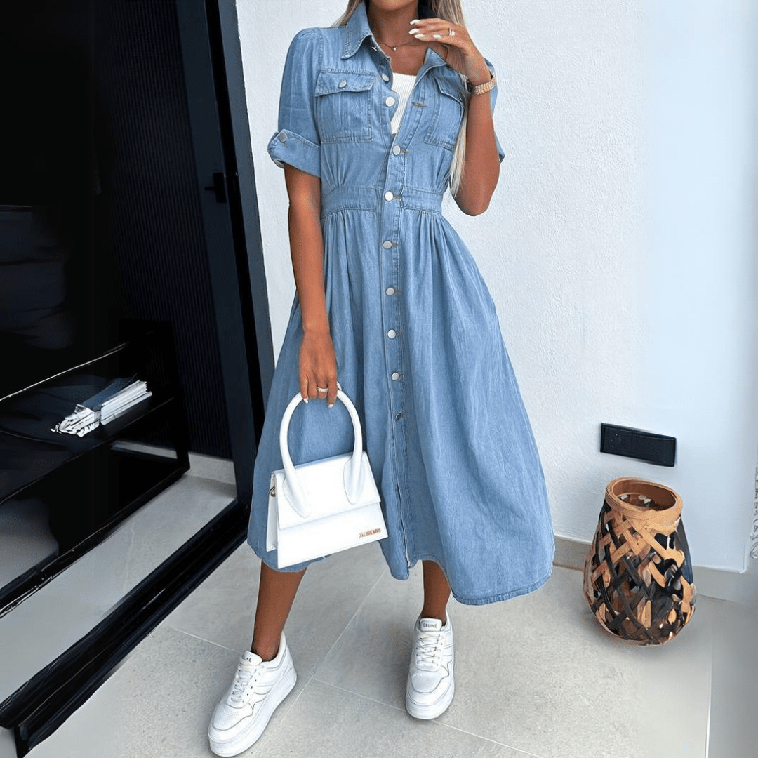Jeanne – Robe midi en denim femme
