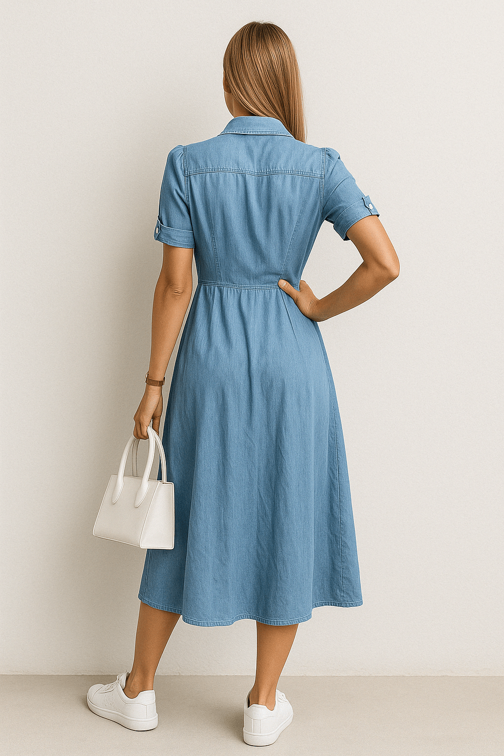 Jeanne – Robe midi en denim femme