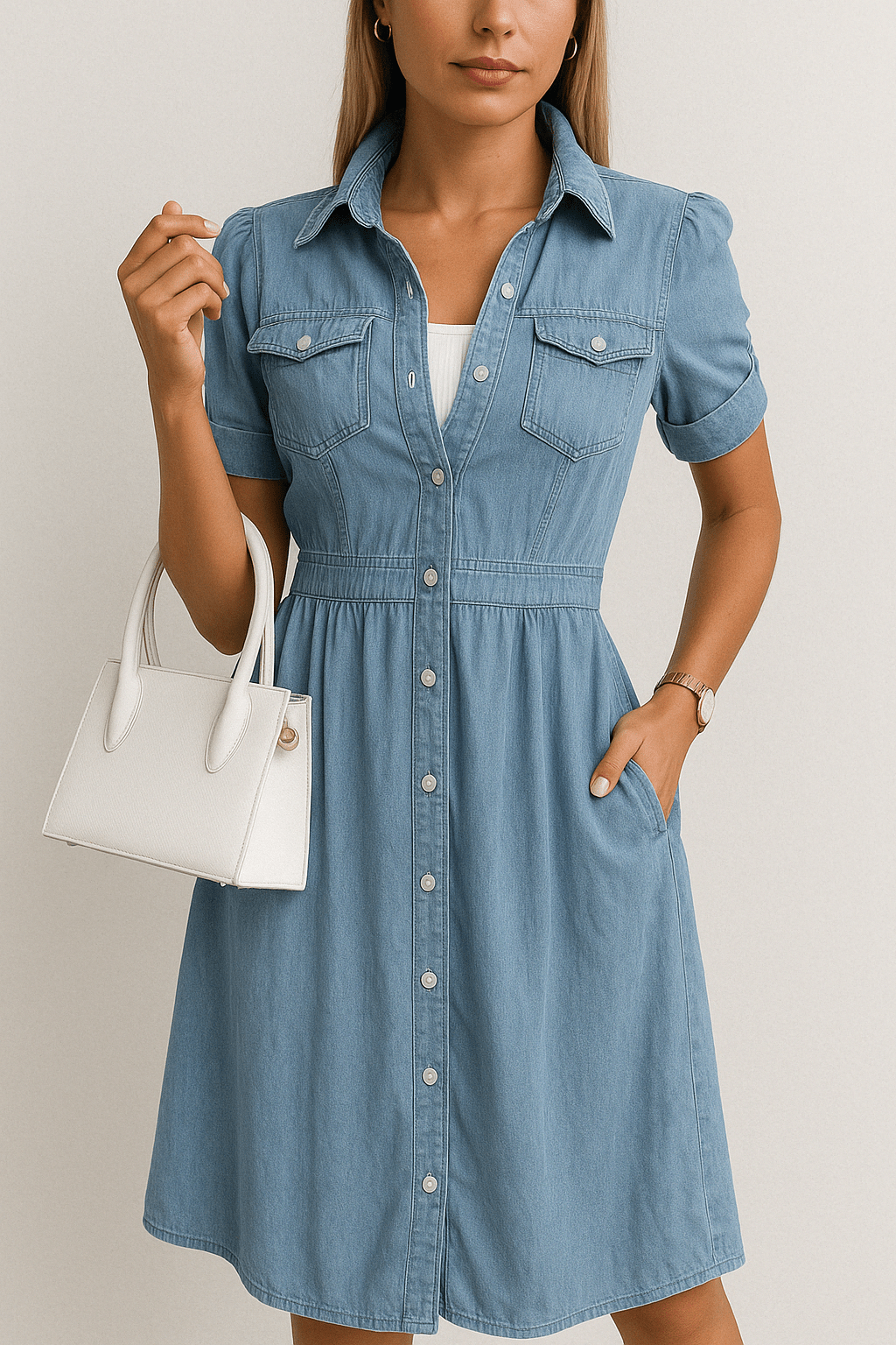 Jeanne – Robe midi en denim femme
