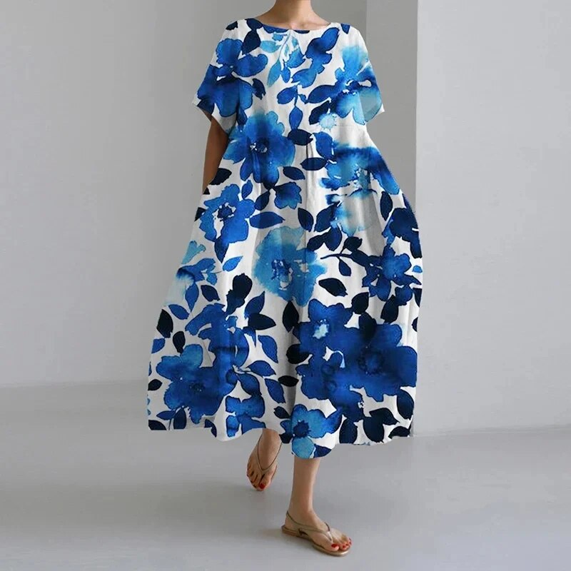 Inès – Robe midi ample à imprimé femme