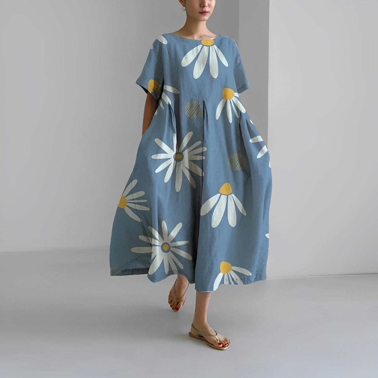 Inès – Robe midi ample à imprimé femme