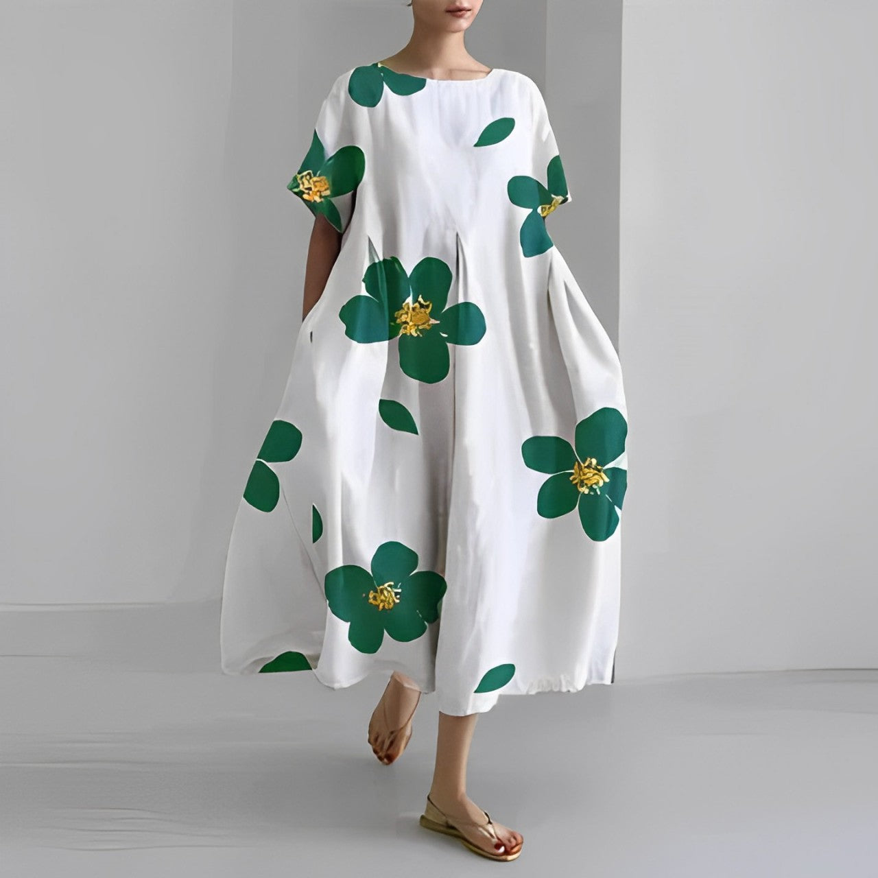 Inès – Robe midi ample à imprimé femme