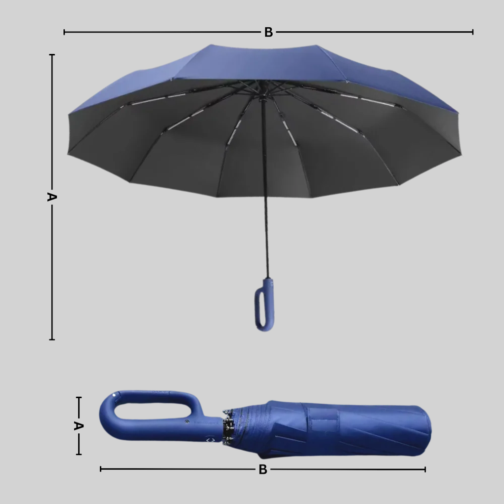 Parapluie pliant tempête anti-vent à ouverture et fermeture automatiques et manche crochet 11