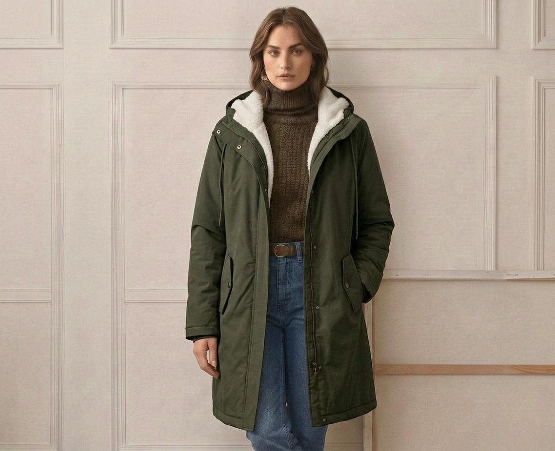 Parka femme à capuche doublée polaire mi-longue 18