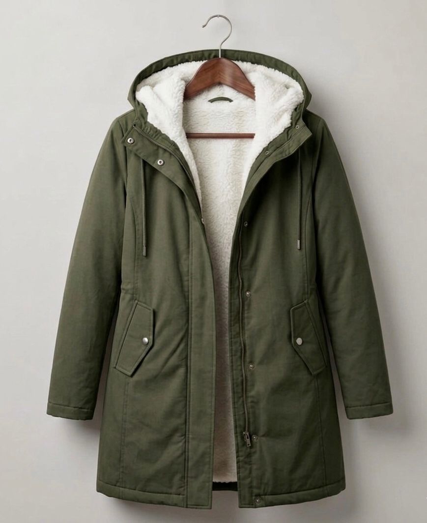 Parka femme à capuche doublée polaire mi-longue 4