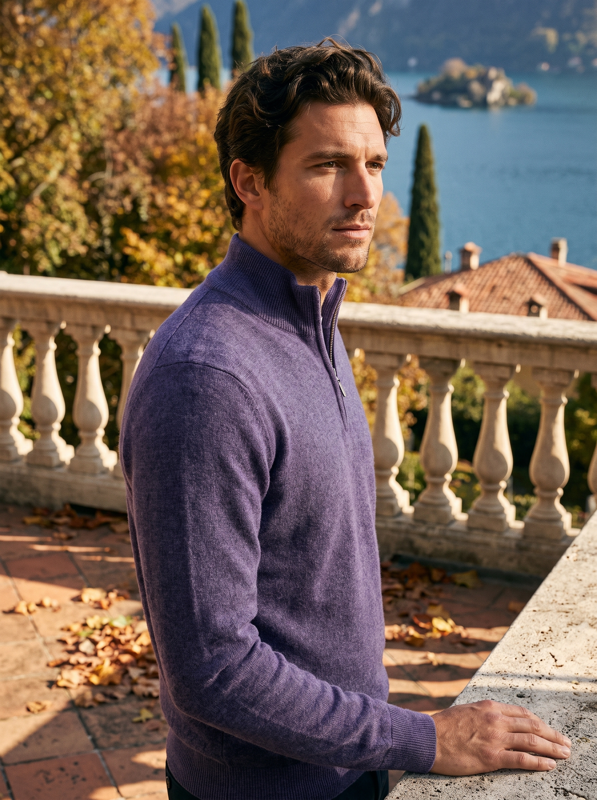 Pull camionneur homme zippé en coton et laine à coupe ajustée 2