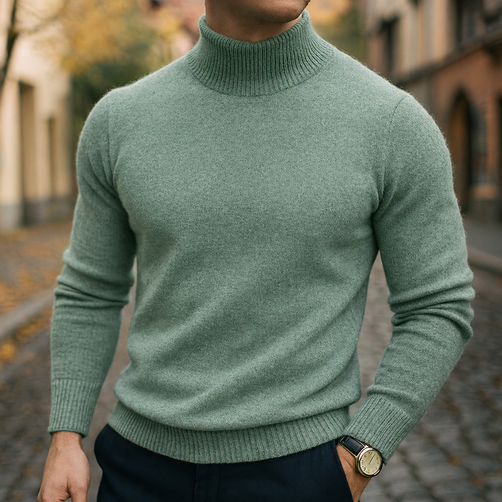 Pull col montant homme en laine à manches longues 10