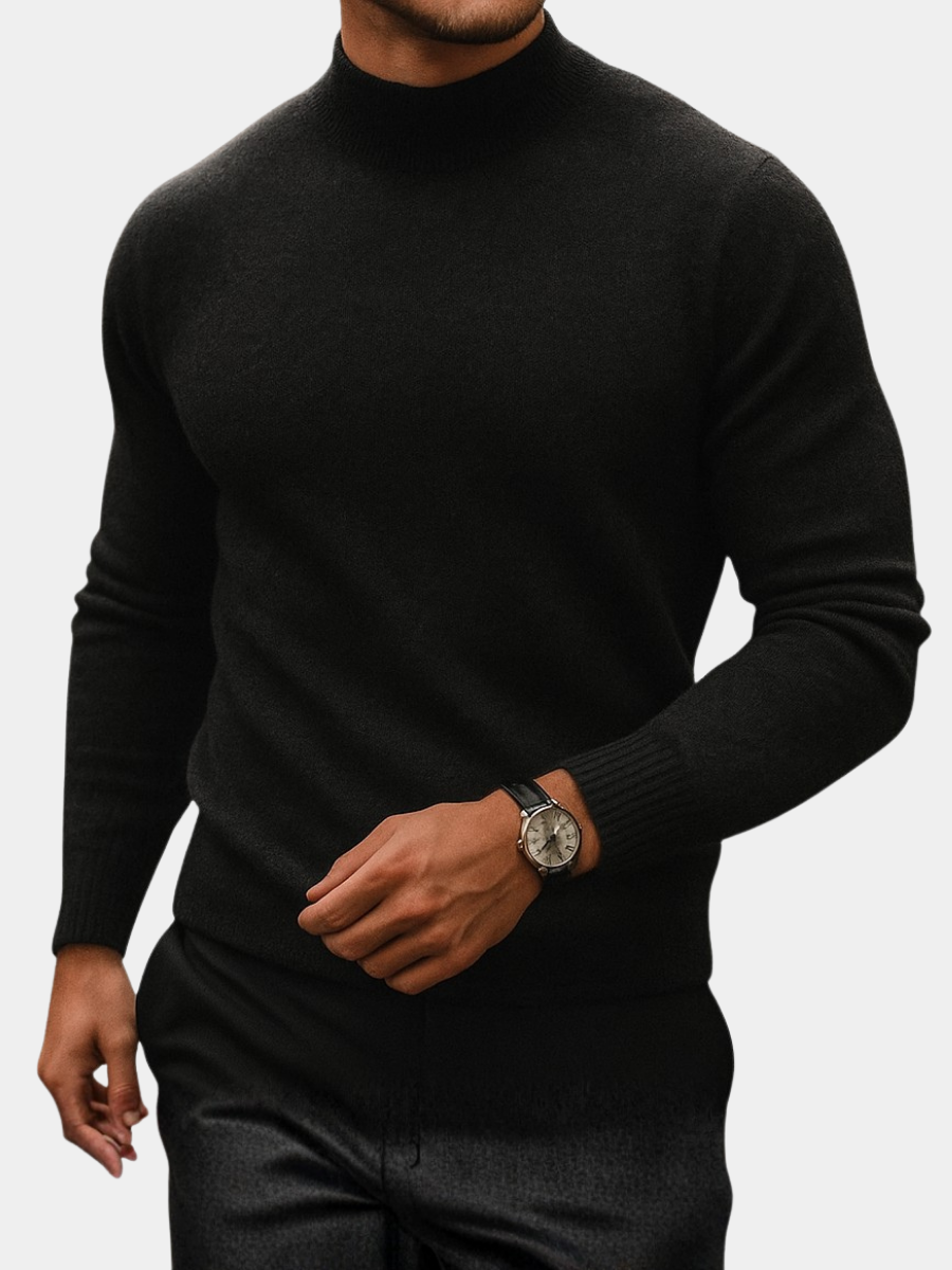 Pull col montant homme en laine à manches longues 13