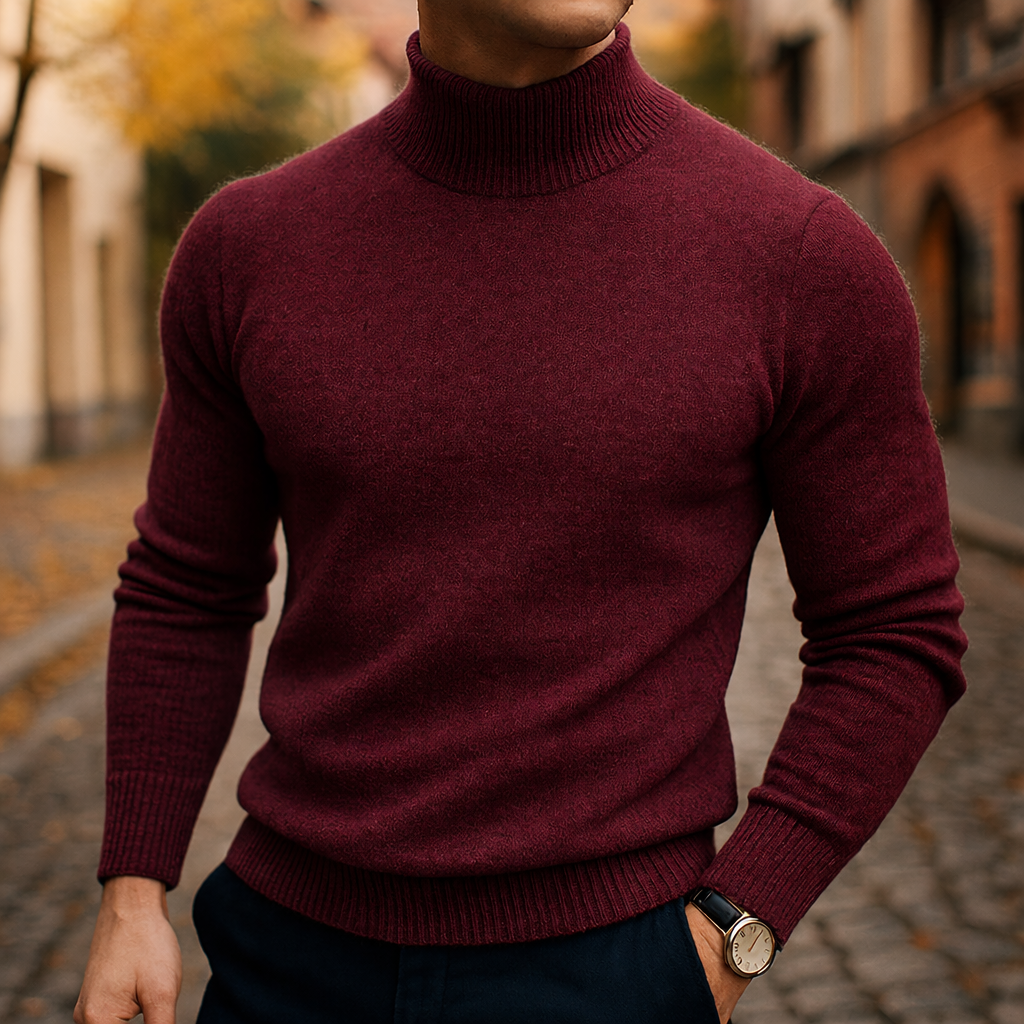 Pull col montant homme en laine à manches longues 6