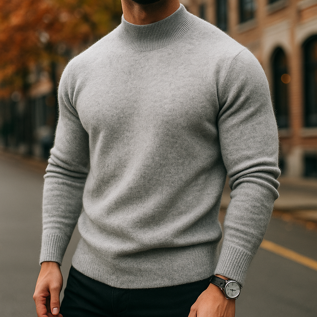 Pull col montant homme en laine à manches longues 7