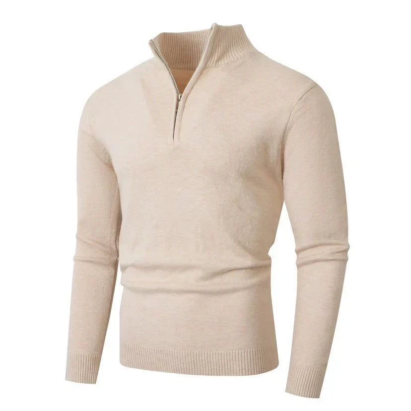 Pull col montant zippé pour homme en maille à manches longues 4