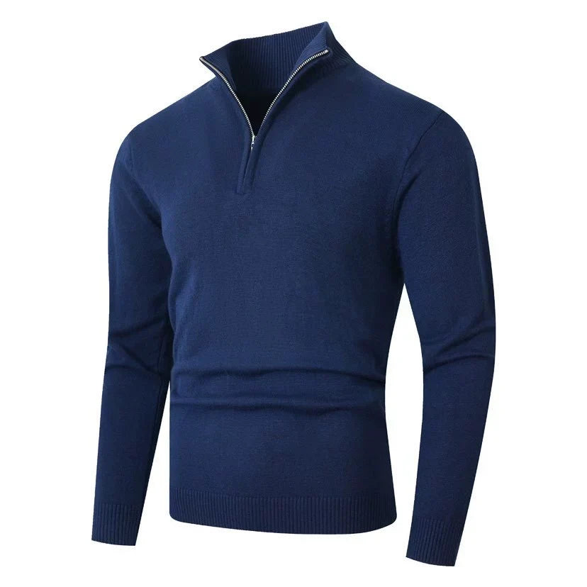 Pull col montant zippé pour homme en maille à manches longues 6