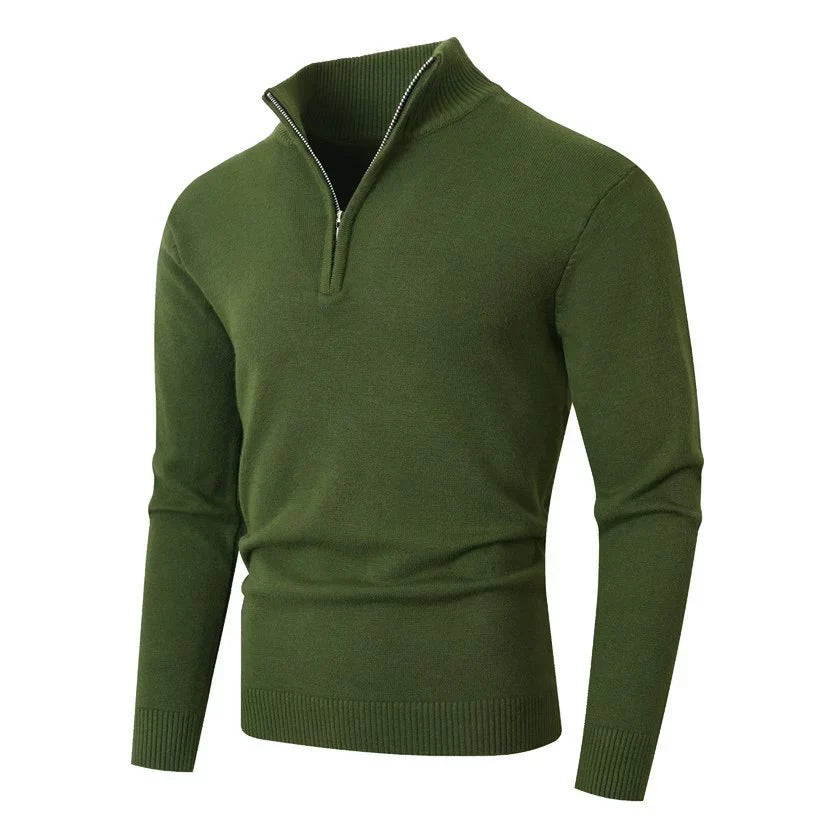 Pull col montant zippé pour homme en maille à manches longues 8