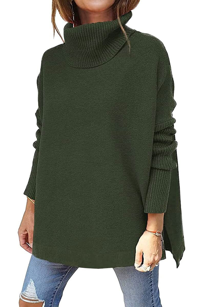 Pull col roulé femme en maille côtelée cintré 8