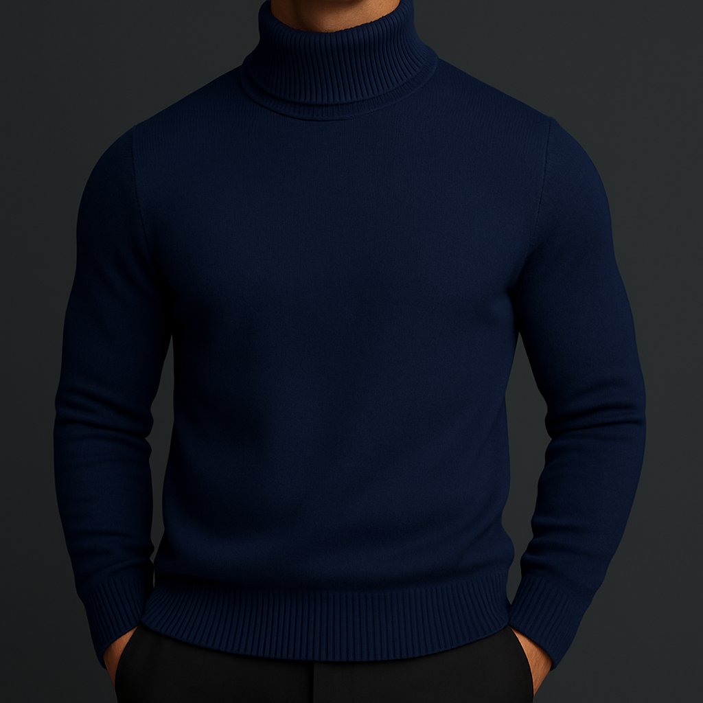 Pull col roulé homme à encolure côtelée structurée et coupe ajustée 4