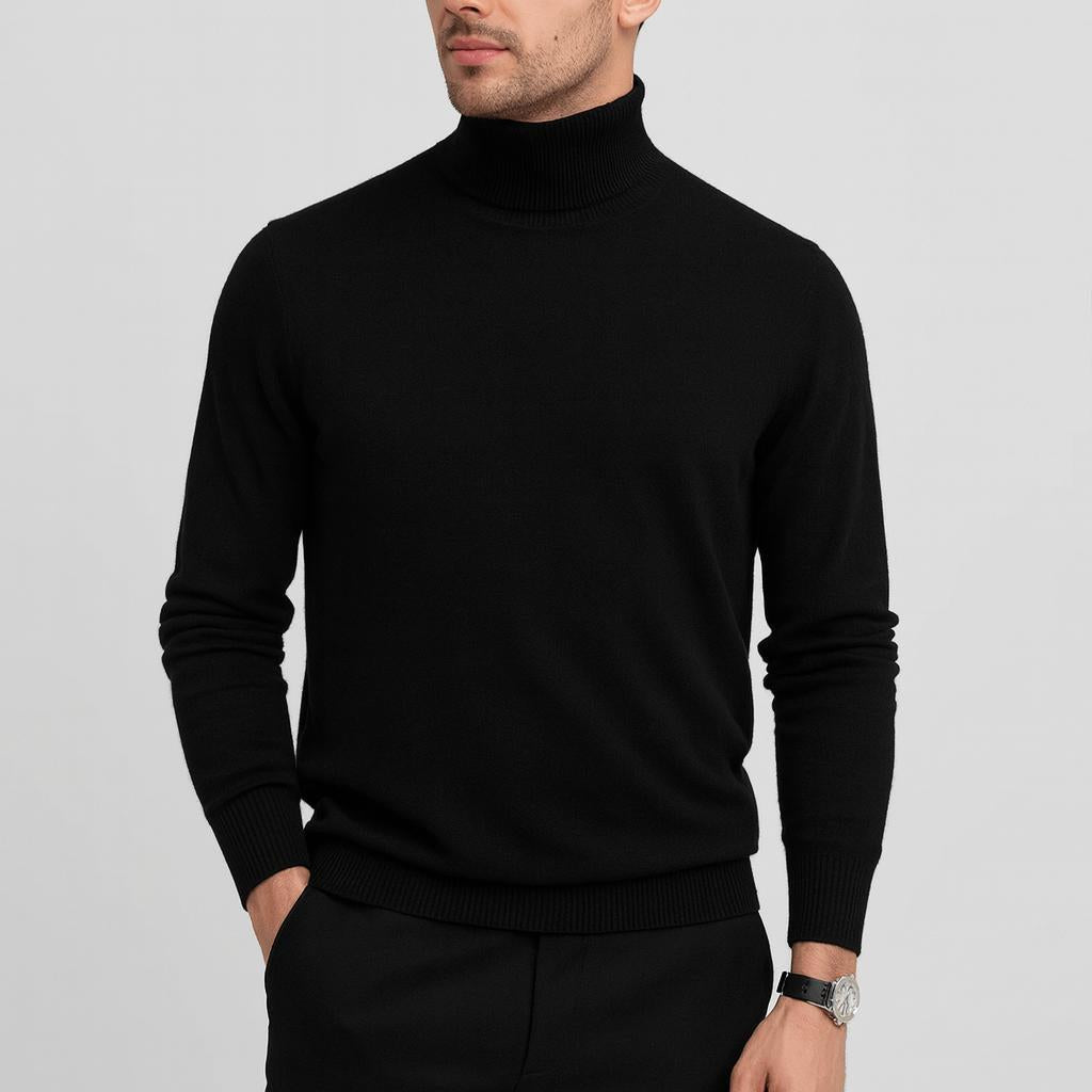 Pull col roulé homme en laine douce et chaude à coupe classique 2