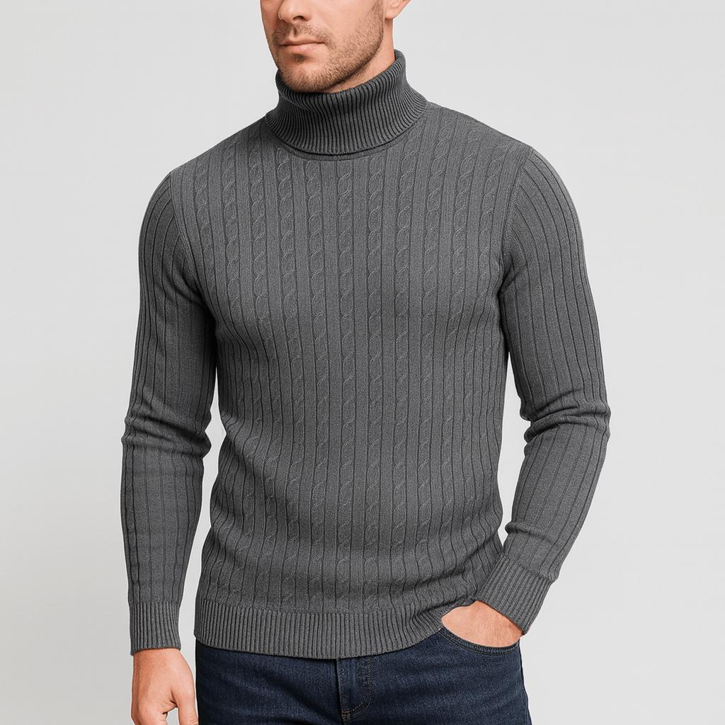 Pull col roulé homme en laine légère et douce, coupe classique ajustée 2