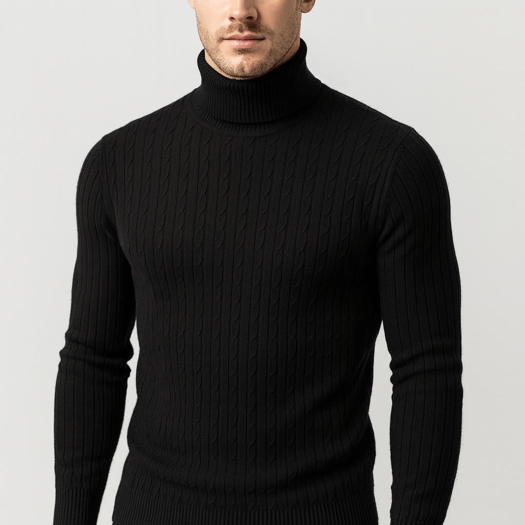 Pull col roulé homme en laine légère et douce, coupe classique ajustée 4