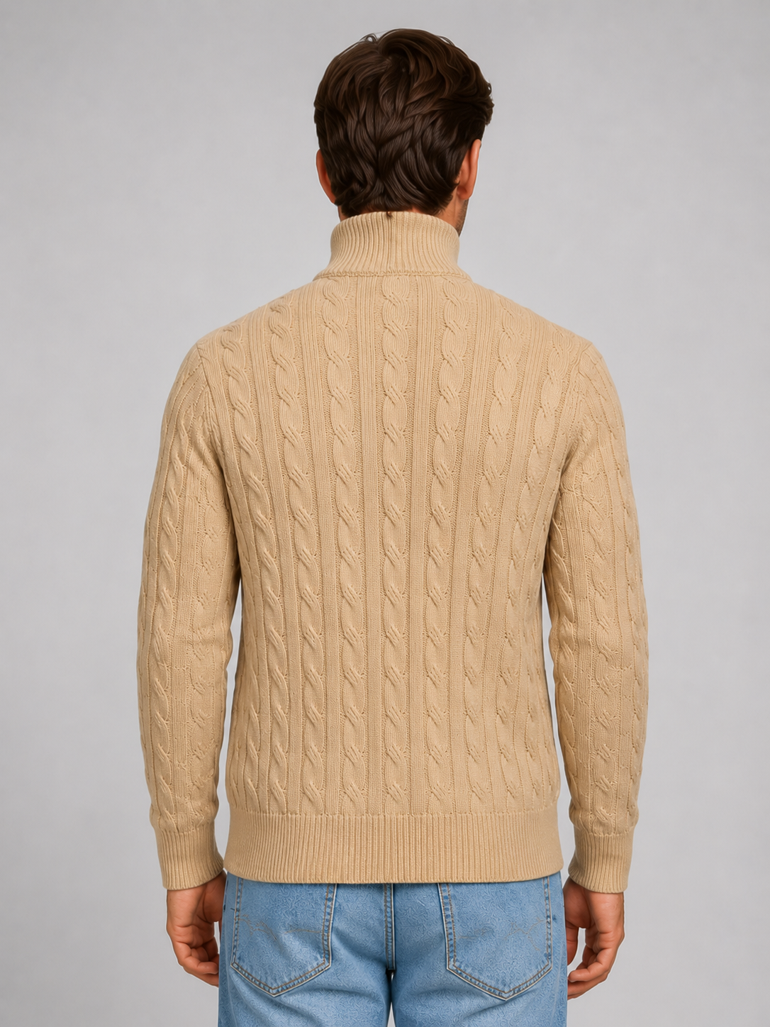 Pull demi-zip homme en maille torsadée à col montant 6