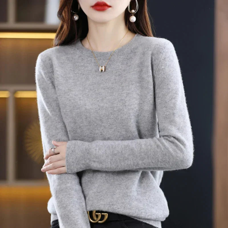 Pull en laine chaud pour femme coupe classique 10