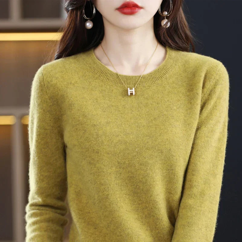 Pull en laine chaud pour femme coupe classique 18