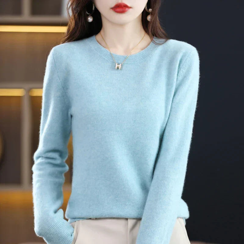 Pull en laine chaud pour femme coupe classique 2