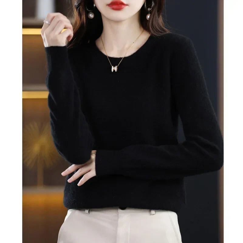 Pull en laine chaud pour femme coupe classique 9