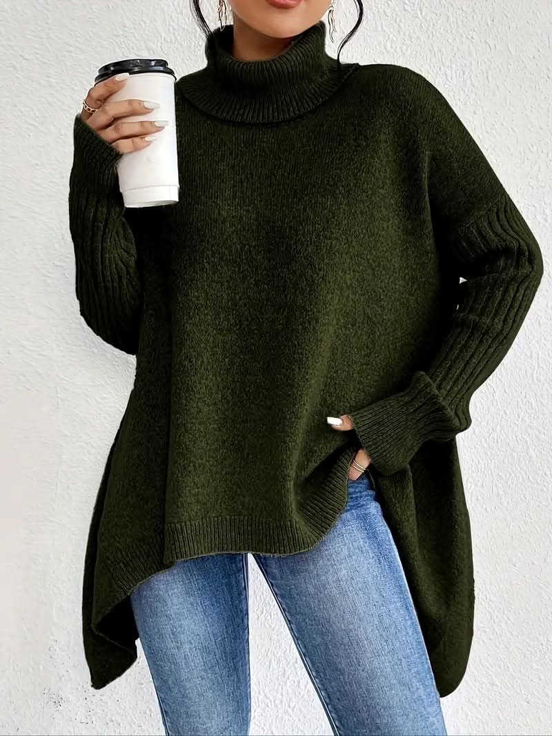 Pull en laine femme à col roulé coupe oversize 4