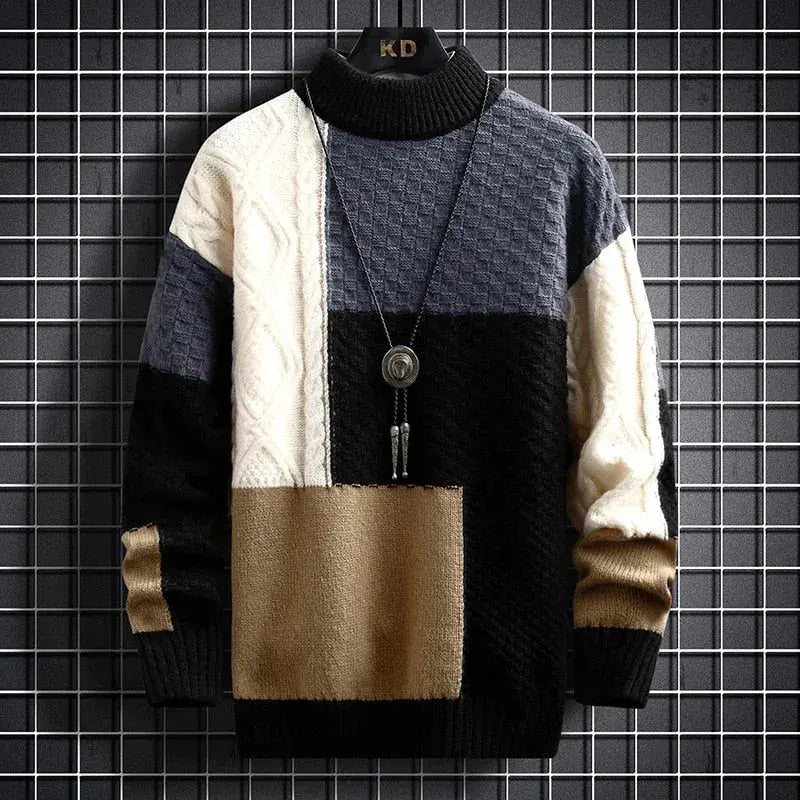 Pull en maille chaud pour homme coupe ample en coton 2