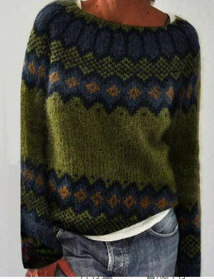 Pull en maille femme à col rond et motif jacquard 5