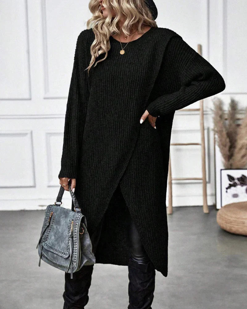 Pull en maille torsadée femme col rond coupe ample 3