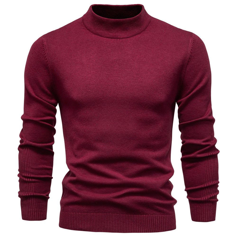 Pull homme col montant en maille fine coupe ajustée 3