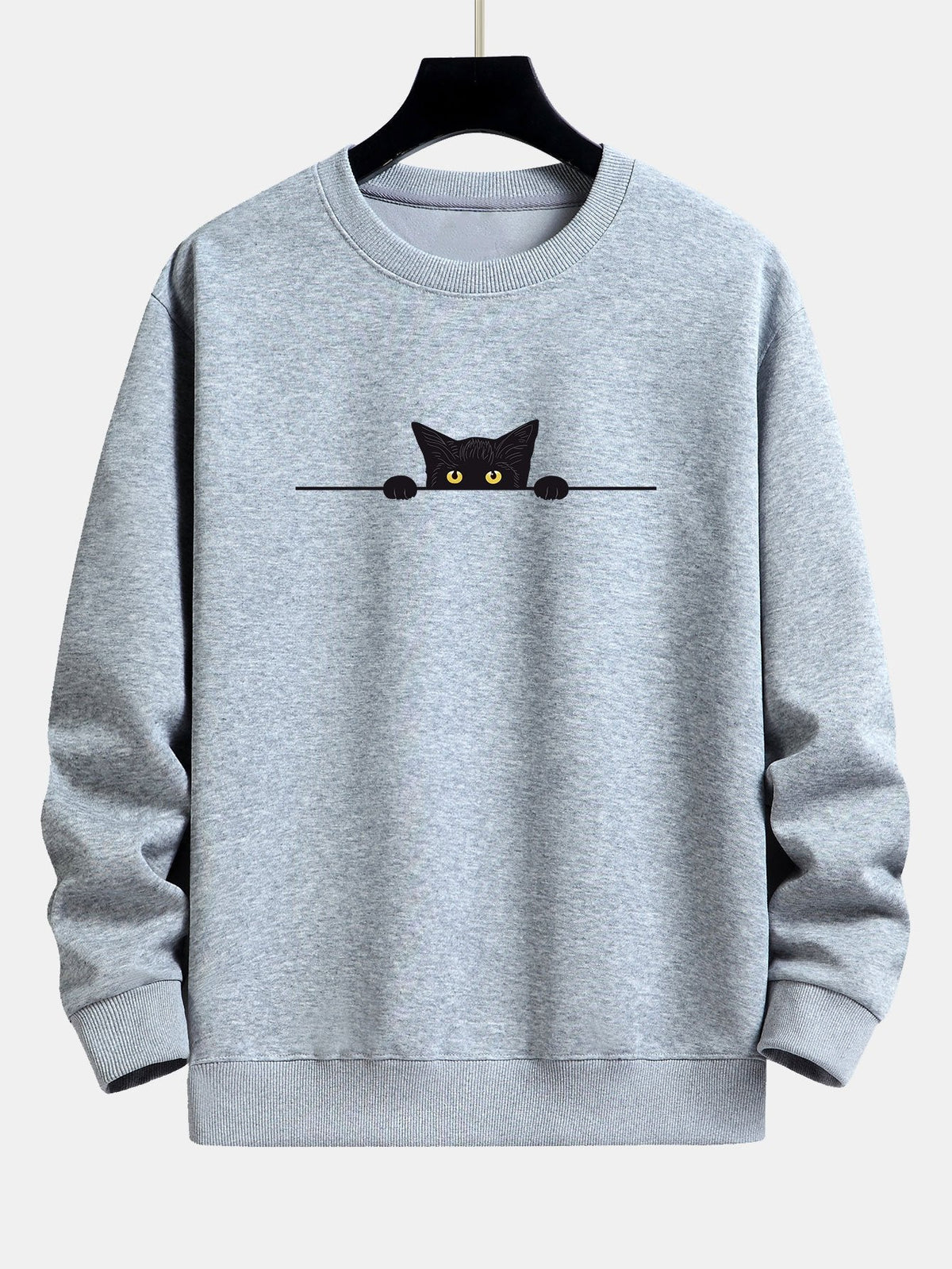 Pull homme col rond à imprimé chat 4