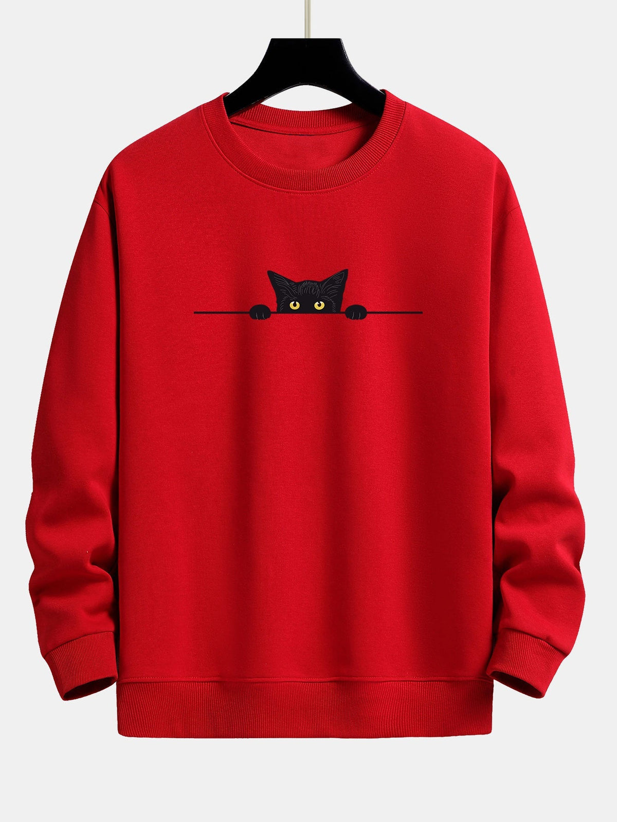 Pull homme col rond à imprimé chat 9