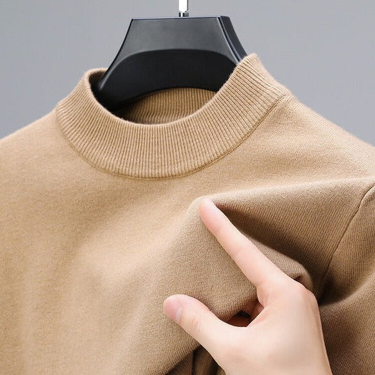 Pull homme en laine à col montant et manches longues 1