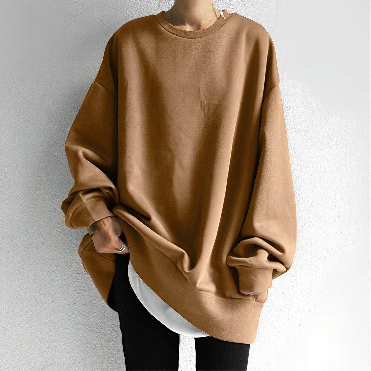 Pull oversize femme col rond coupe ample 1